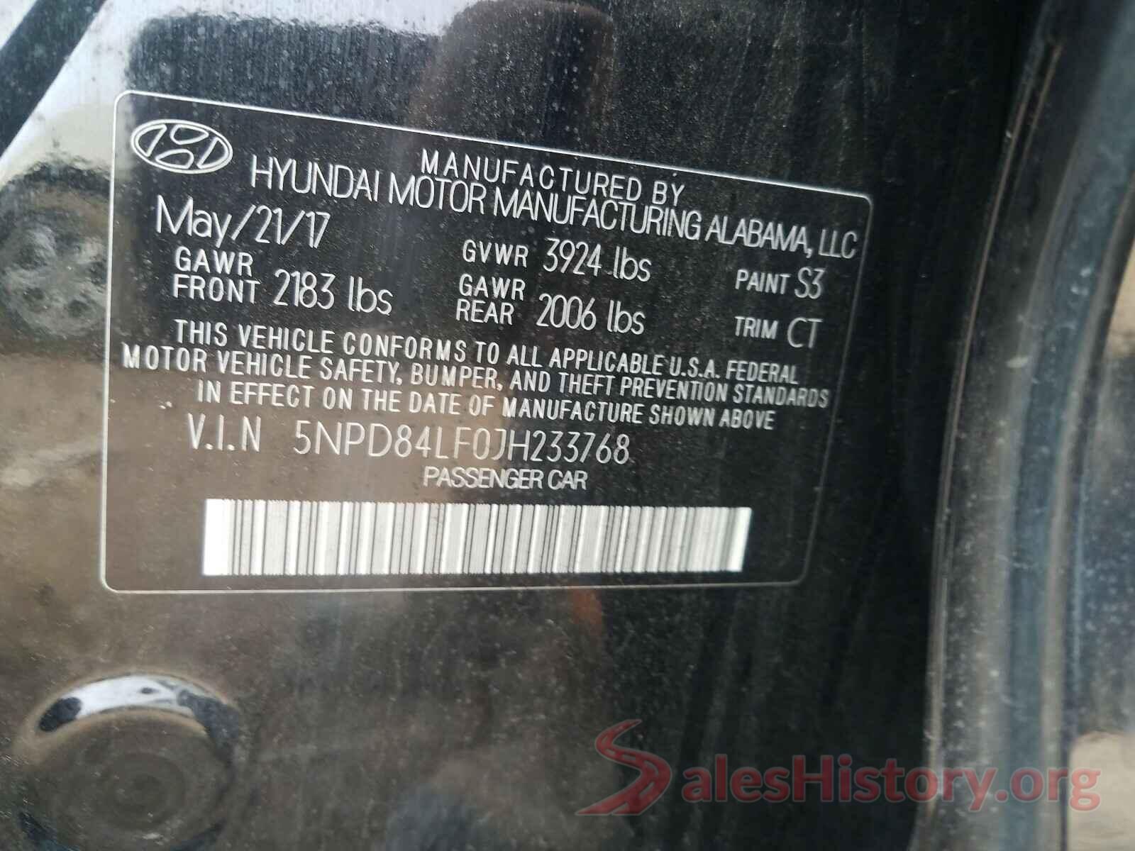 5NPD84LF0JH233768 2018 HYUNDAI ELANTRA