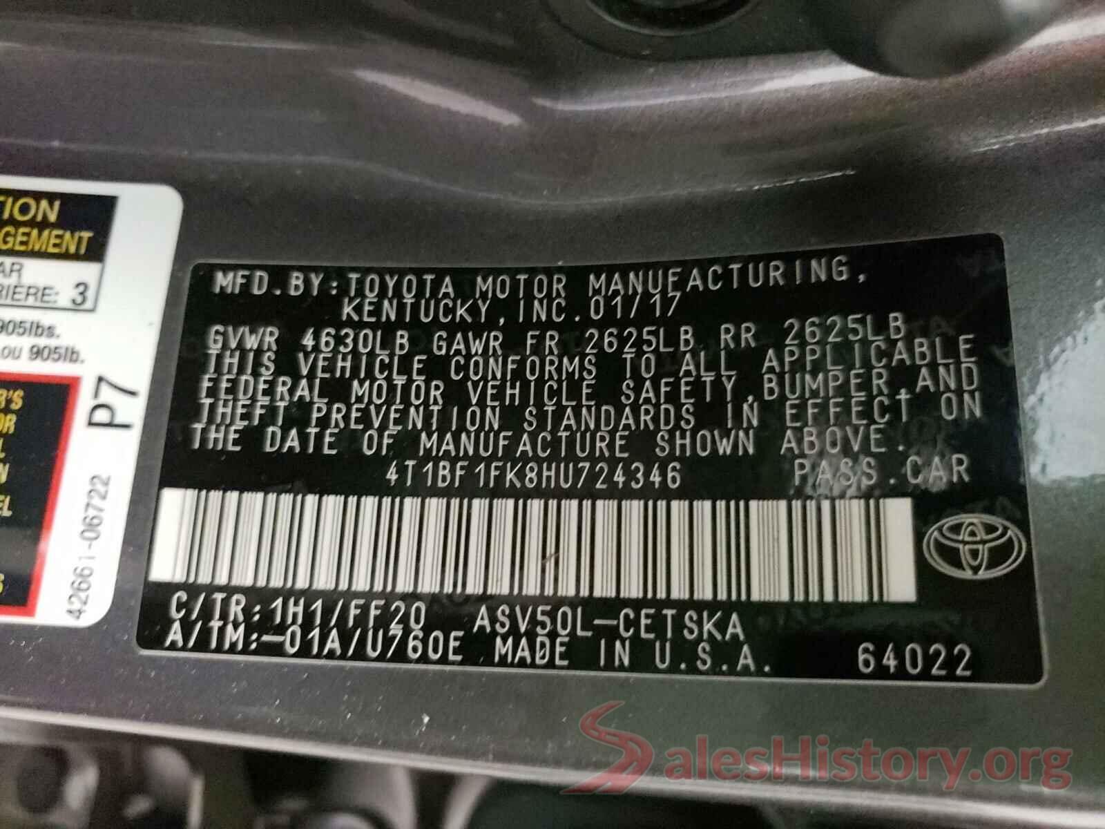 4T1BF1FK8HU724346 2017 TOYOTA CAMRY