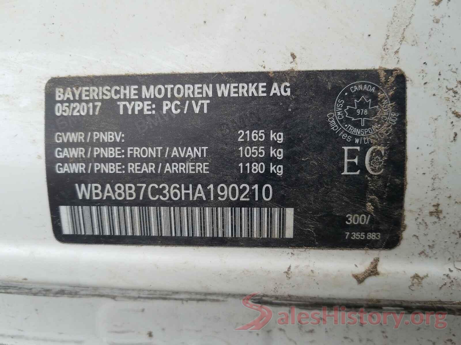 WBA8B7C36HA190210 2017 BMW 3 SERIES