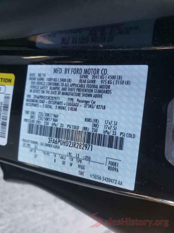 3FA6P0HD2JR282971 2018 FORD FUSION