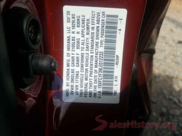 19XFC1F39LE012233 2020 HONDA CIVIC