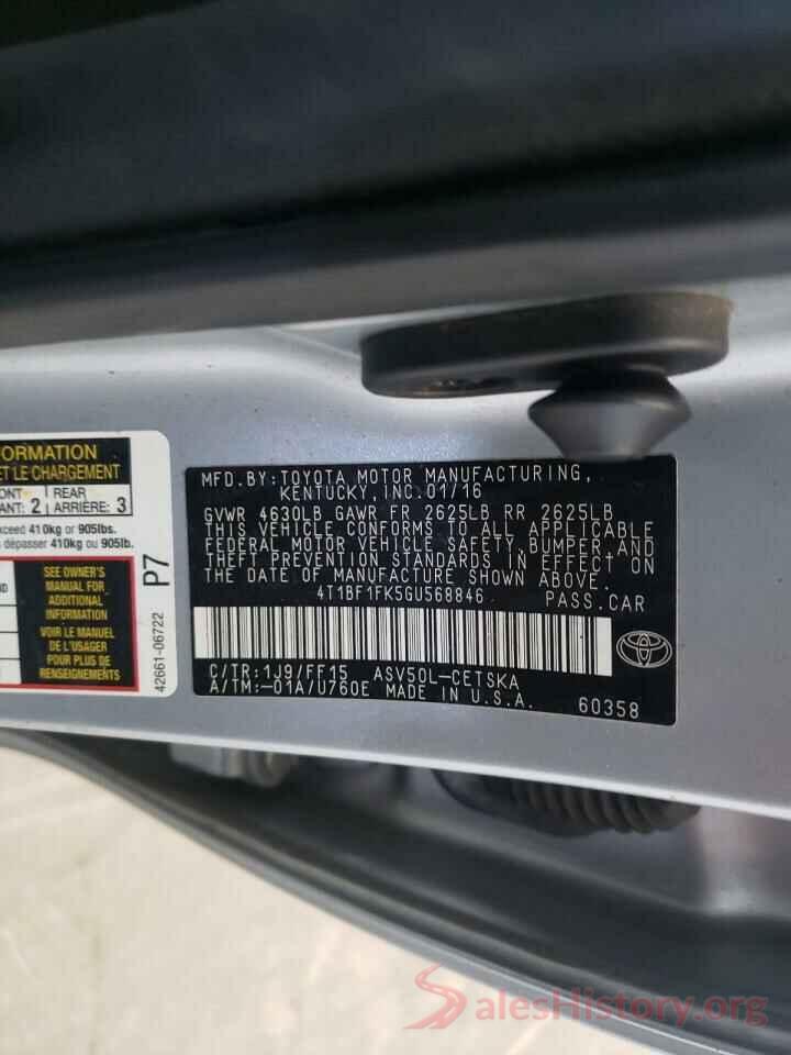 4T1BF1FK5GU568846 2016 TOYOTA CAMRY