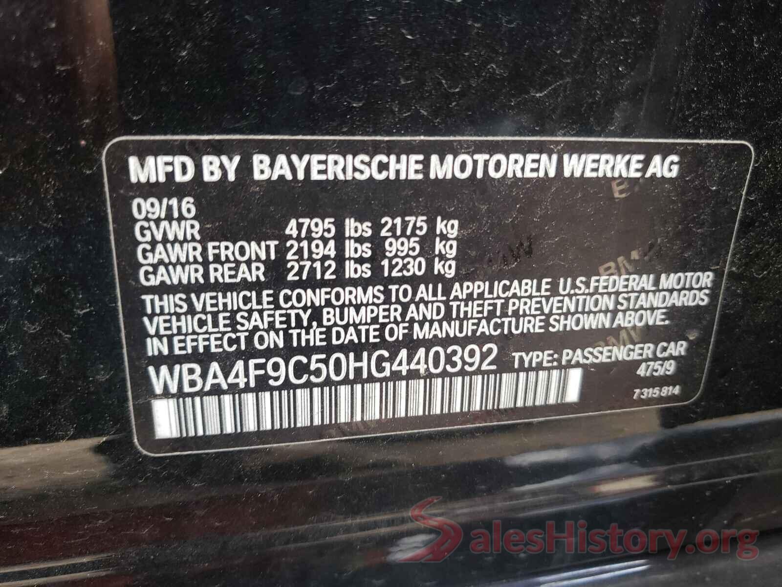 WBA4F9C50HG440392 2017 BMW 4 SERIES