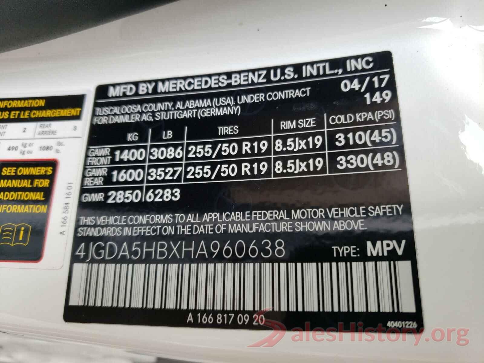 4JGDA5HBXHA960638 2017 MERCEDES-BENZ GLE-CLASS