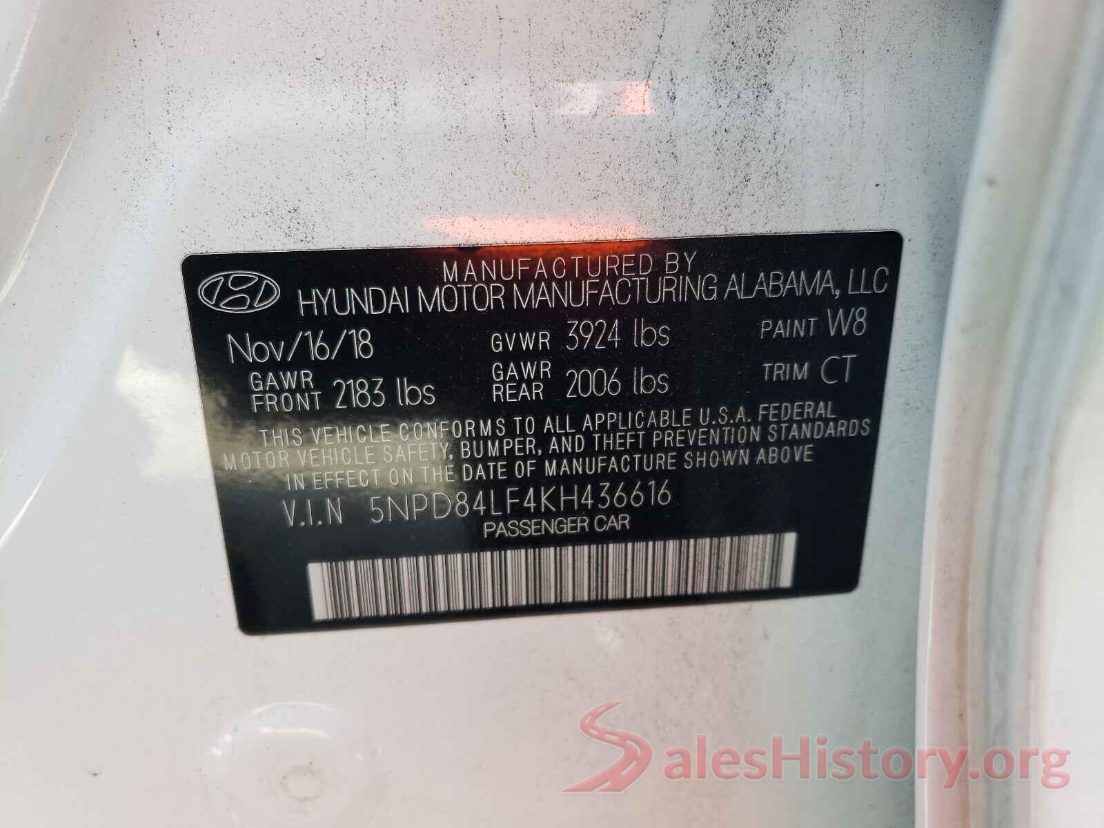 5NPD84LF4KH436616 2019 HYUNDAI ELANTRA