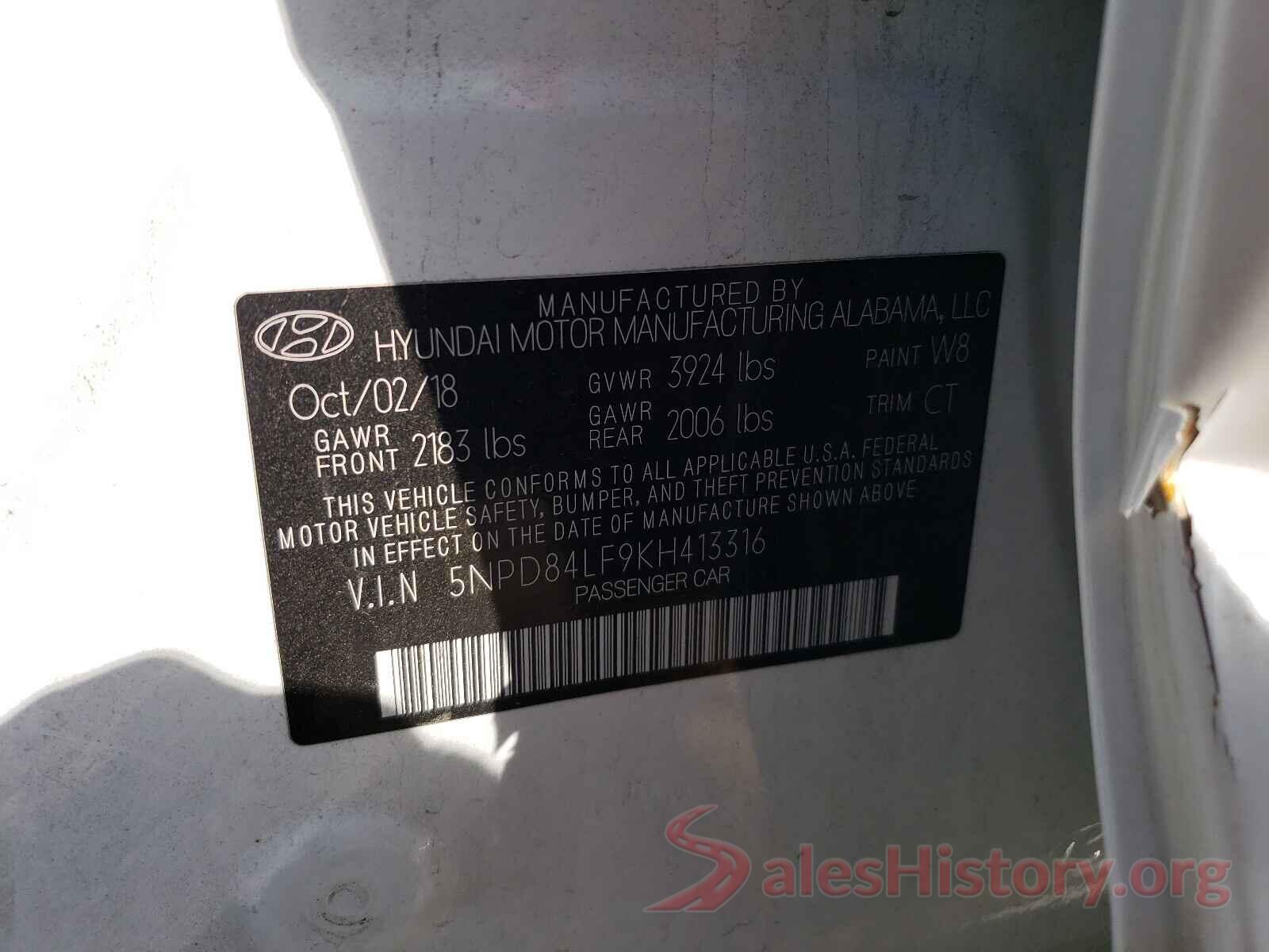 5NPD84LF9KH413316 2019 HYUNDAI ELANTRA