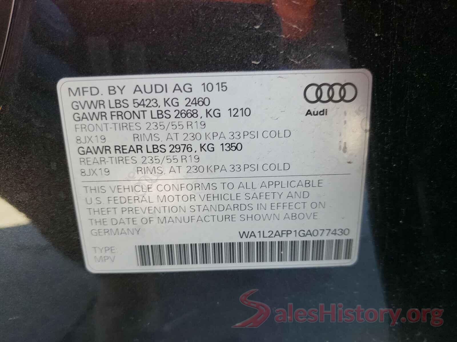 WA1L2AFP1GA077430 2016 AUDI Q5