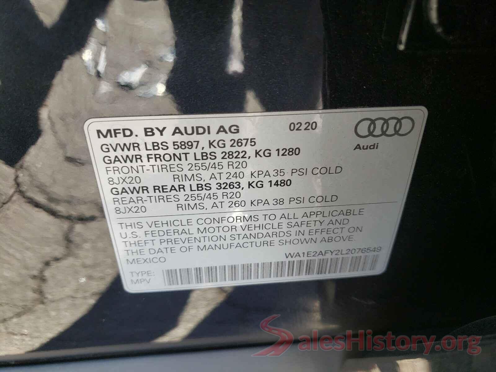 WA1E2AFY2L2076549 2020 AUDI Q5 E PREMI