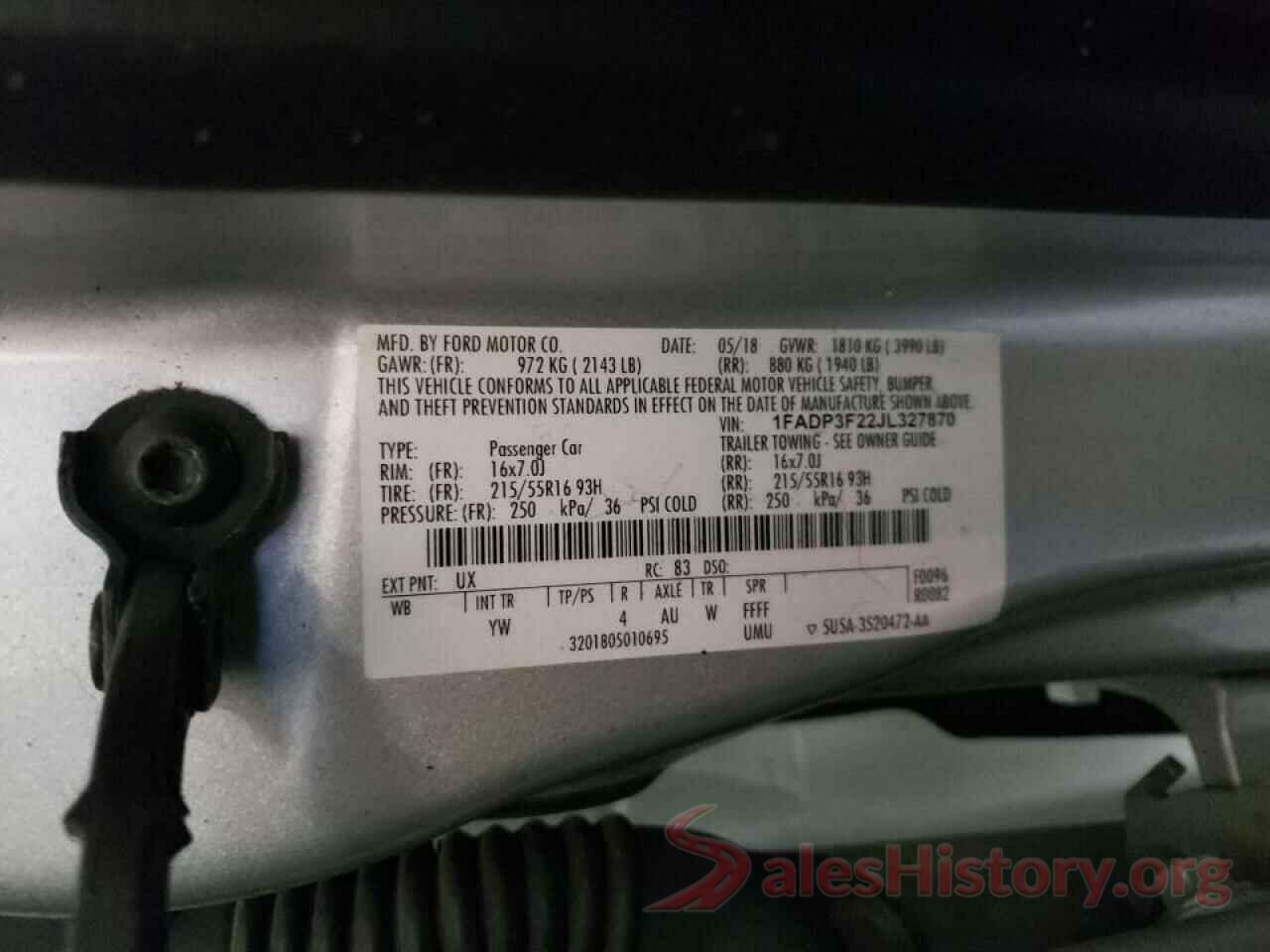 1FADP3F22JL327870 2018 FORD FOCUS