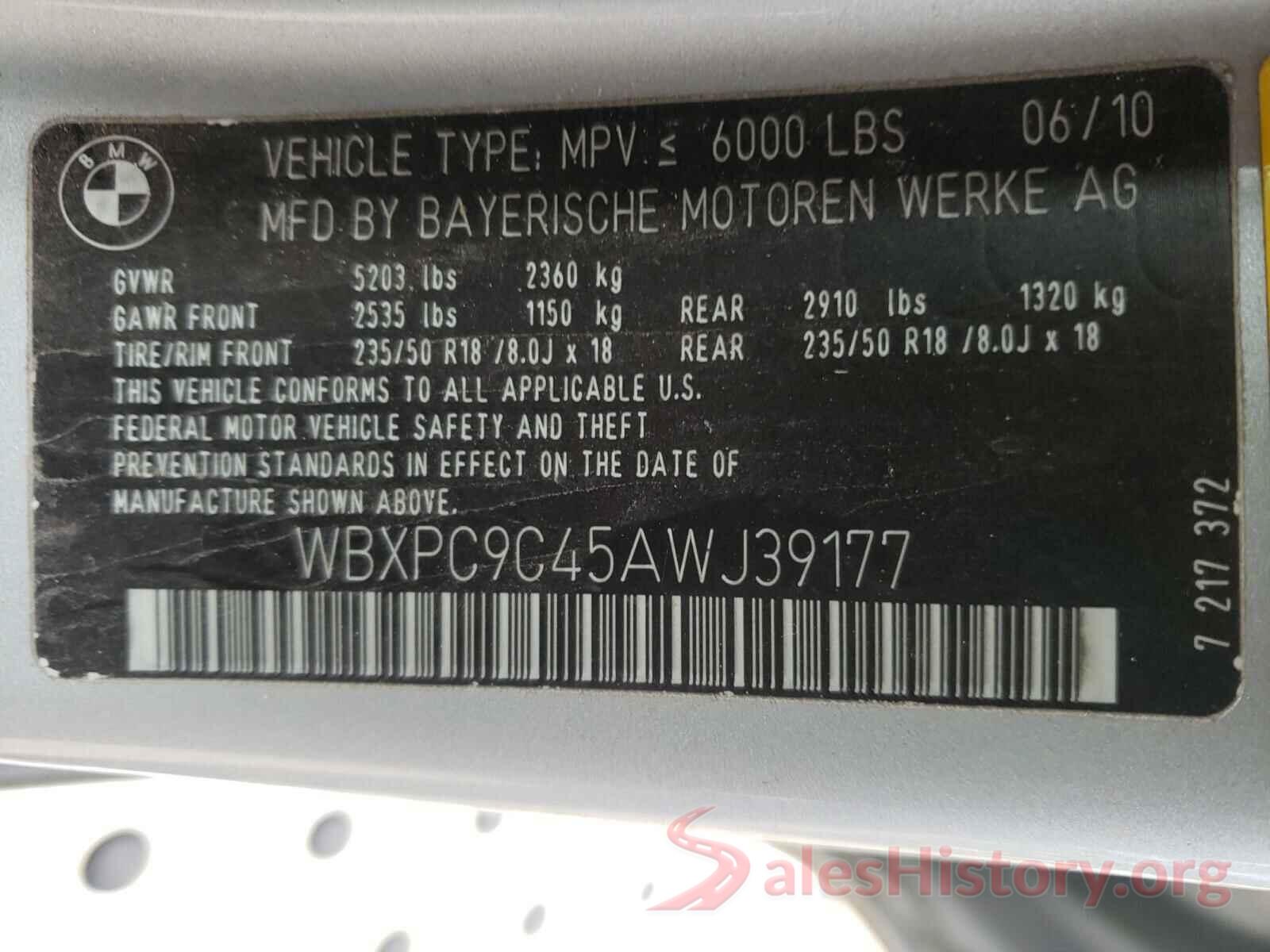 WBXPC9C45AWJ39177 2010 BMW X3