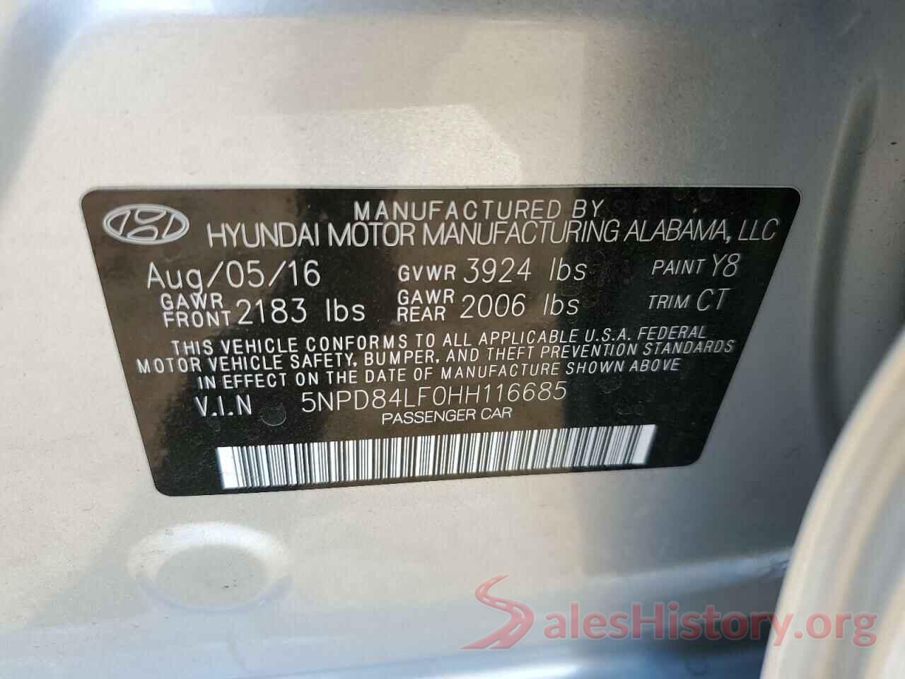 5NPD84LF0HH116685 2017 HYUNDAI ELANTRA