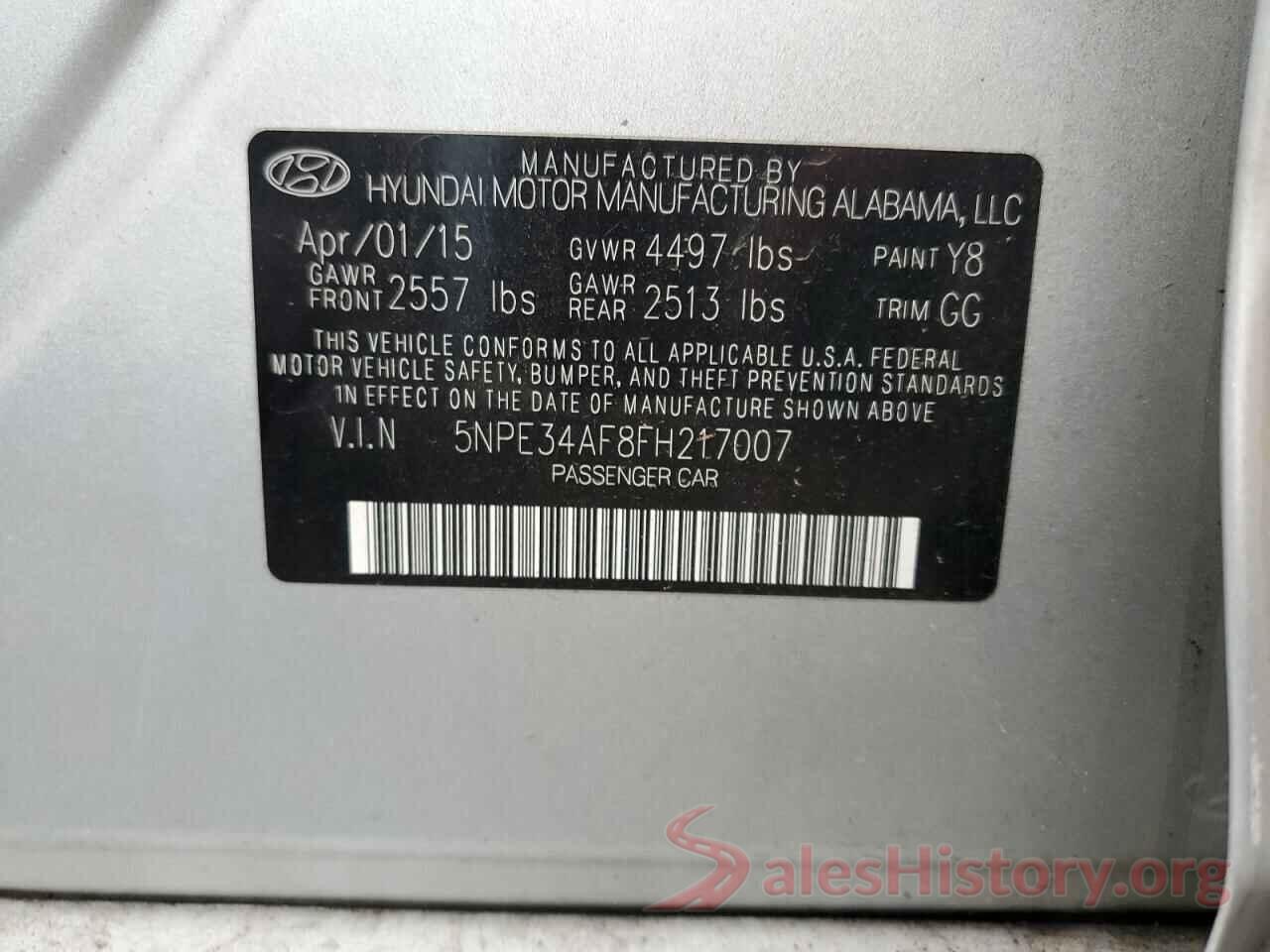 5NPE34AF8FH217007 2015 HYUNDAI SONATA