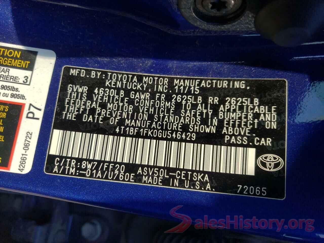 4T1BF1FK0GU546429 2016 TOYOTA CAMRY