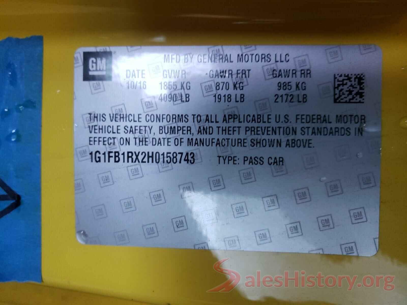 1G1FB1RX2H0158743 2017 CHEVROLET CAMARO