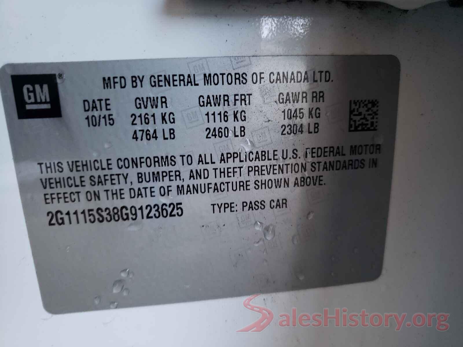 2G1115S38G9123625 2016 CHEVROLET IMPALA