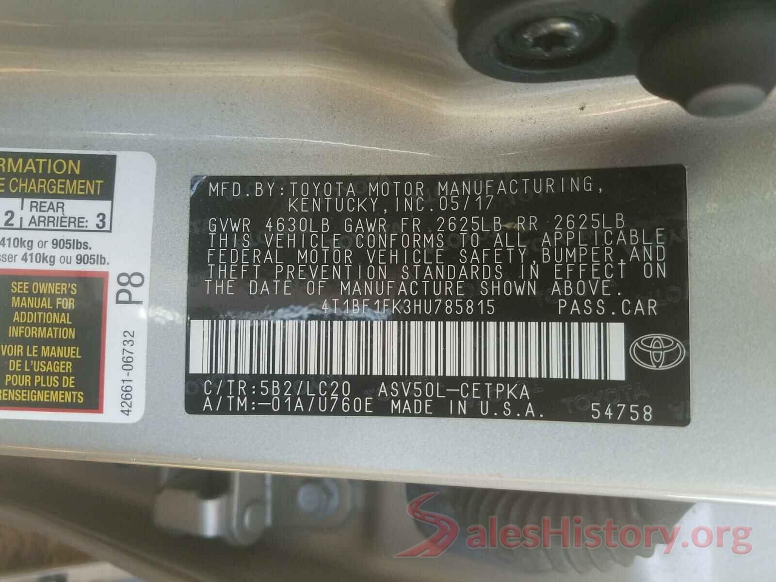 4T1BF1FK3HU785815 2017 TOYOTA CAMRY