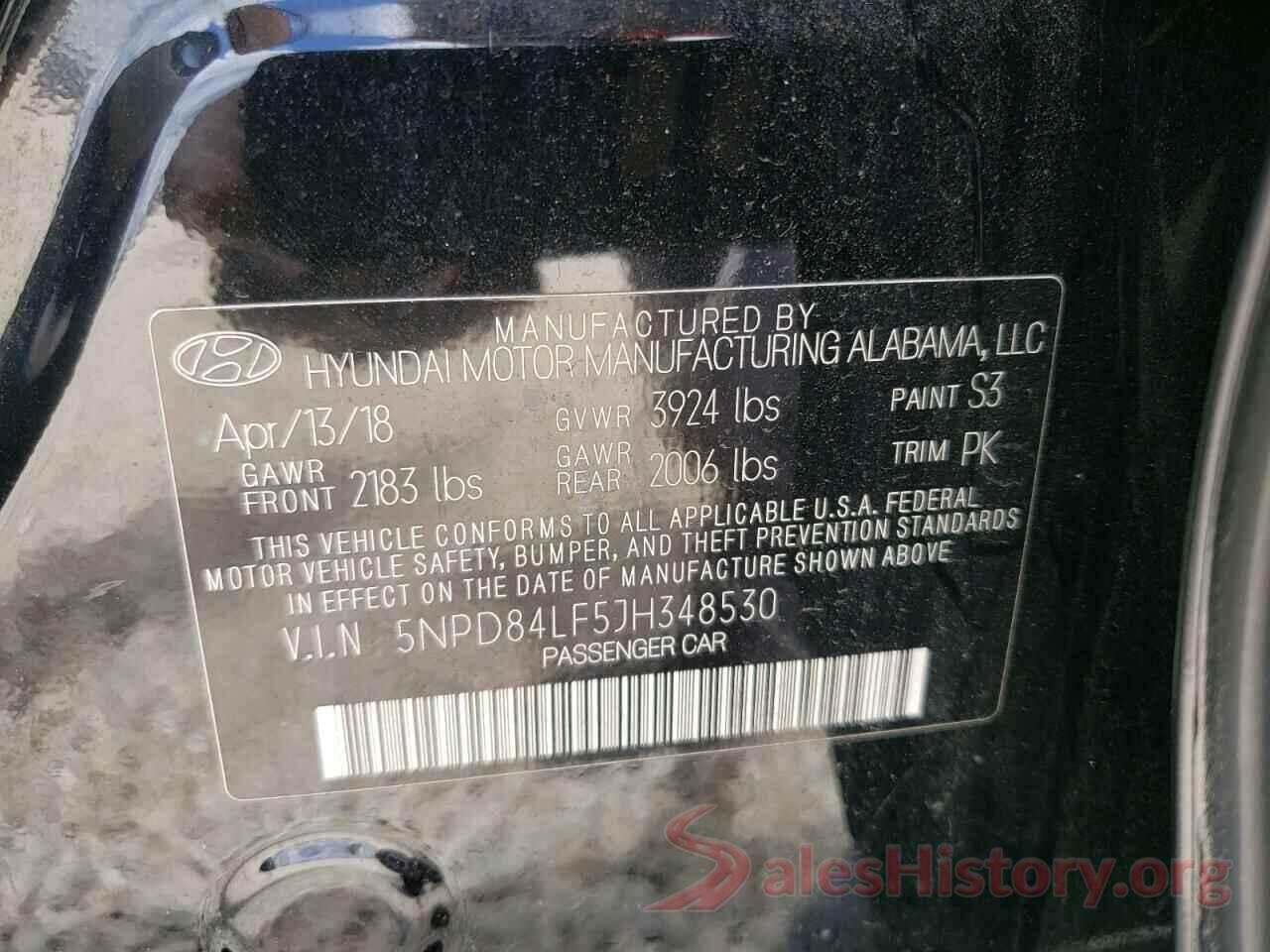 5NPD84LF5JH348530 2018 HYUNDAI ELANTRA