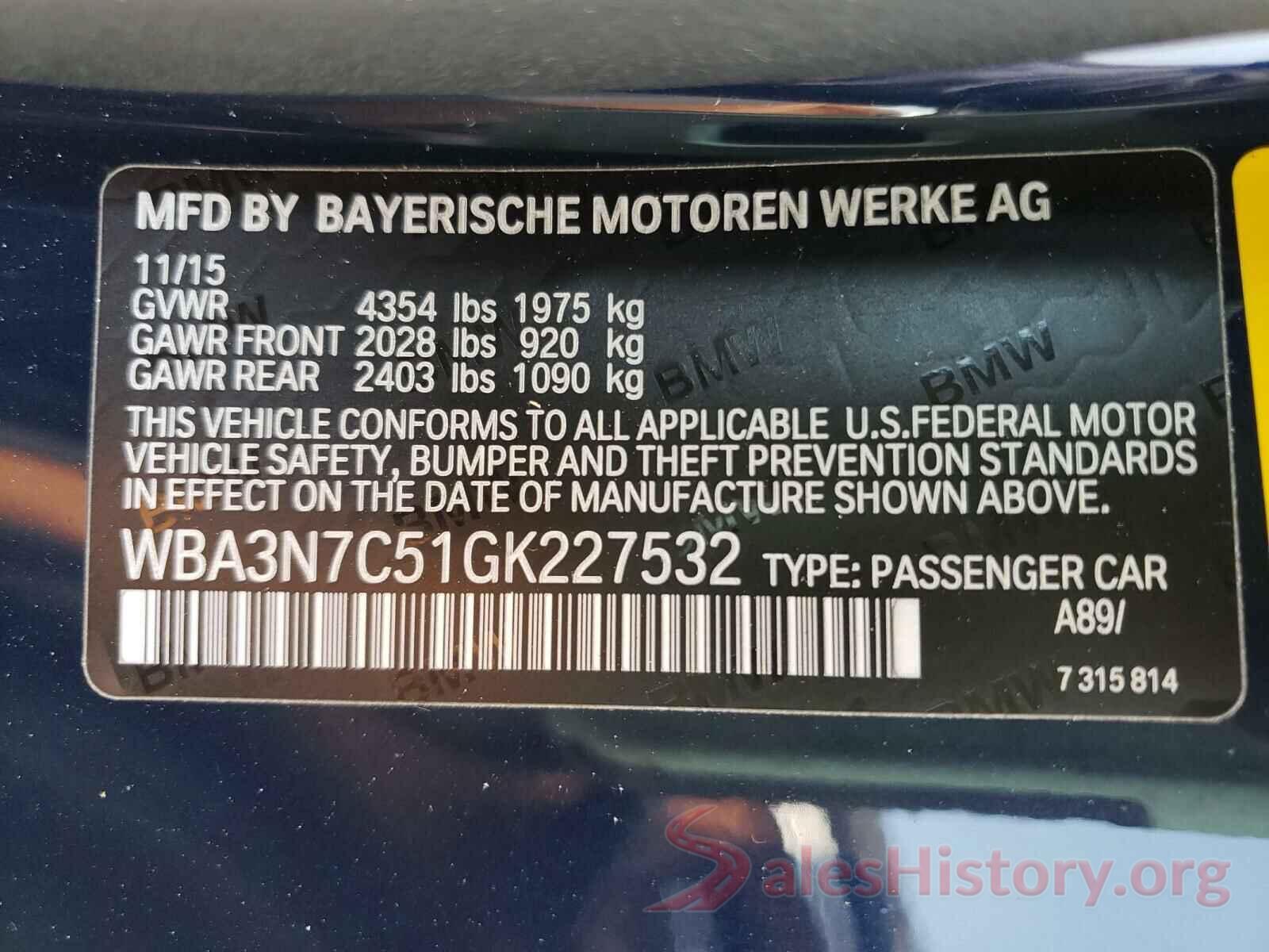 WBA3N7C51GK227532 2016 BMW 4 SERIES