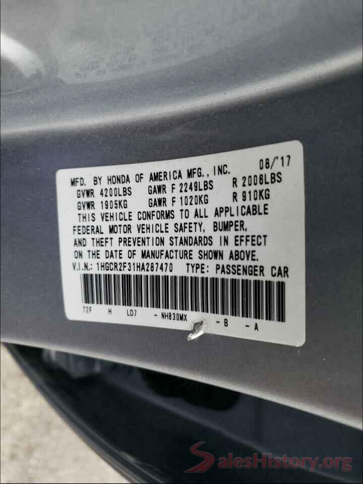 1HGCR2F31HA287470 2017 HONDA ACCORD