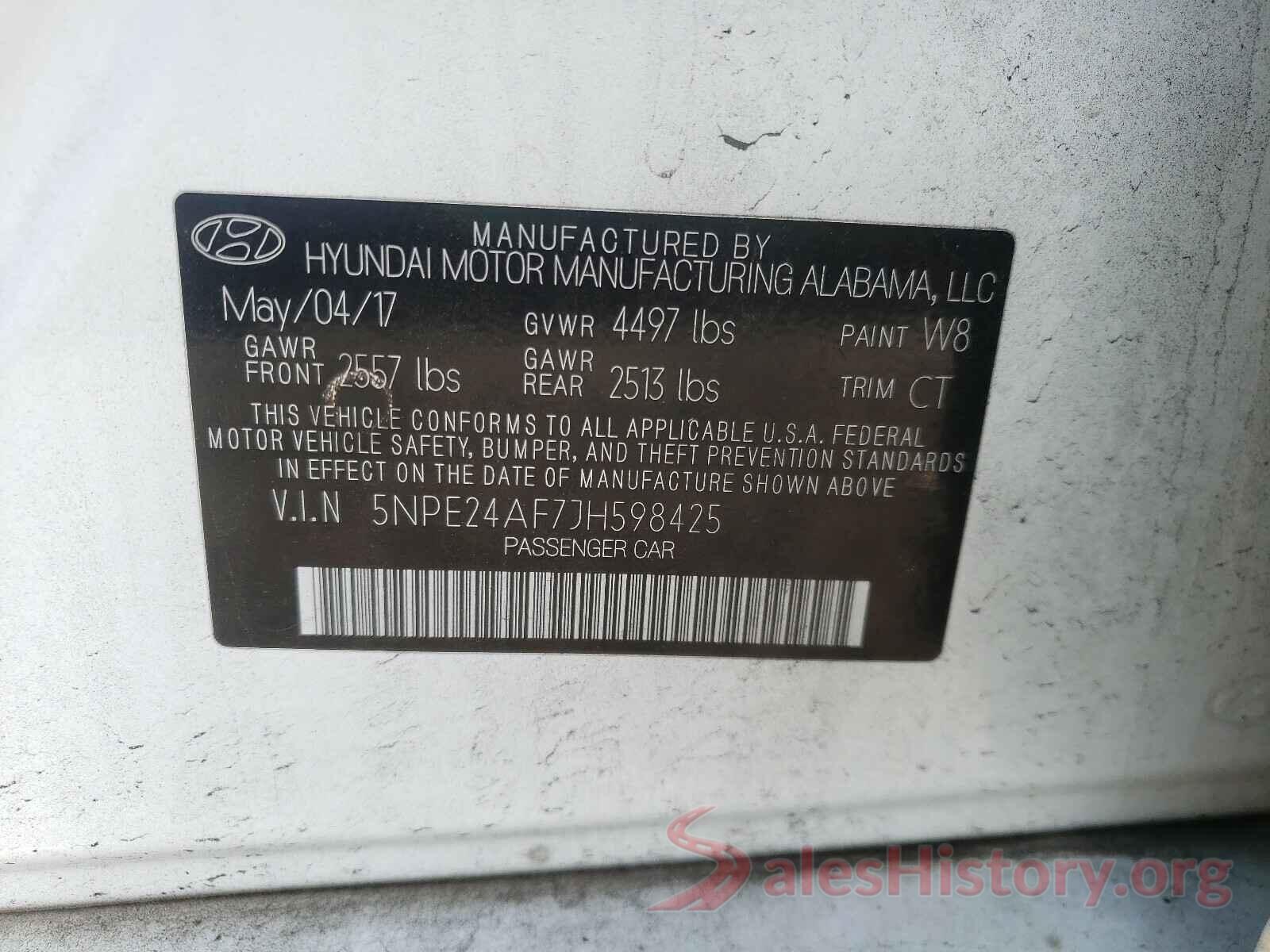 5NPE24AF7JH598425 2018 HYUNDAI SONATA