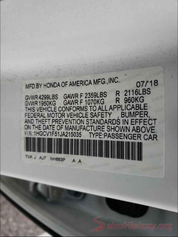 1HGCV1F51JA215035 2018 HONDA ACCORD