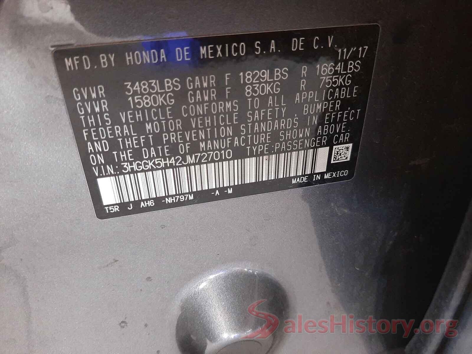 3HGGK5H42JM727010 2018 HONDA FIT