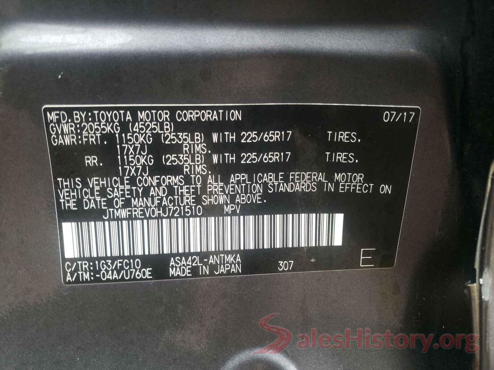 JTMWFREV0HJ721510 2017 TOYOTA RAV4