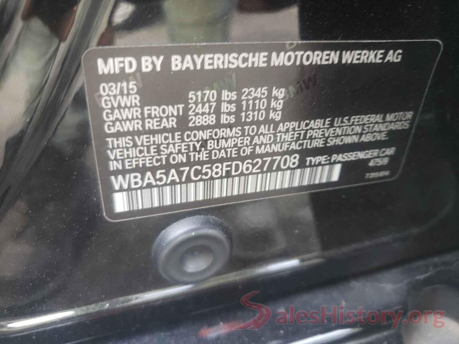 WBA5A7C58FD627708 2015 BMW 5 SERIES