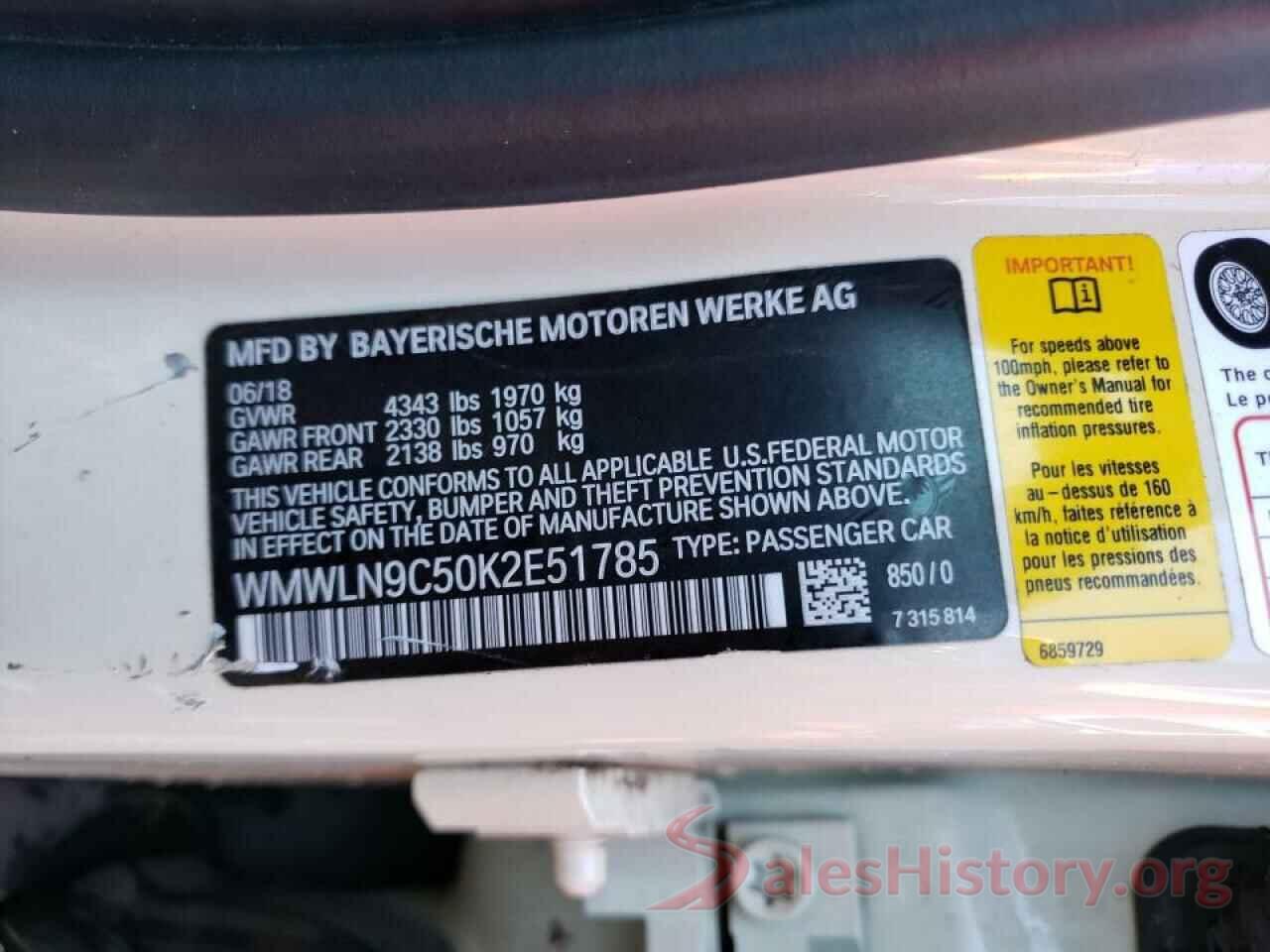 WMWLN9C50K2E51785 2019 MINI COOPER