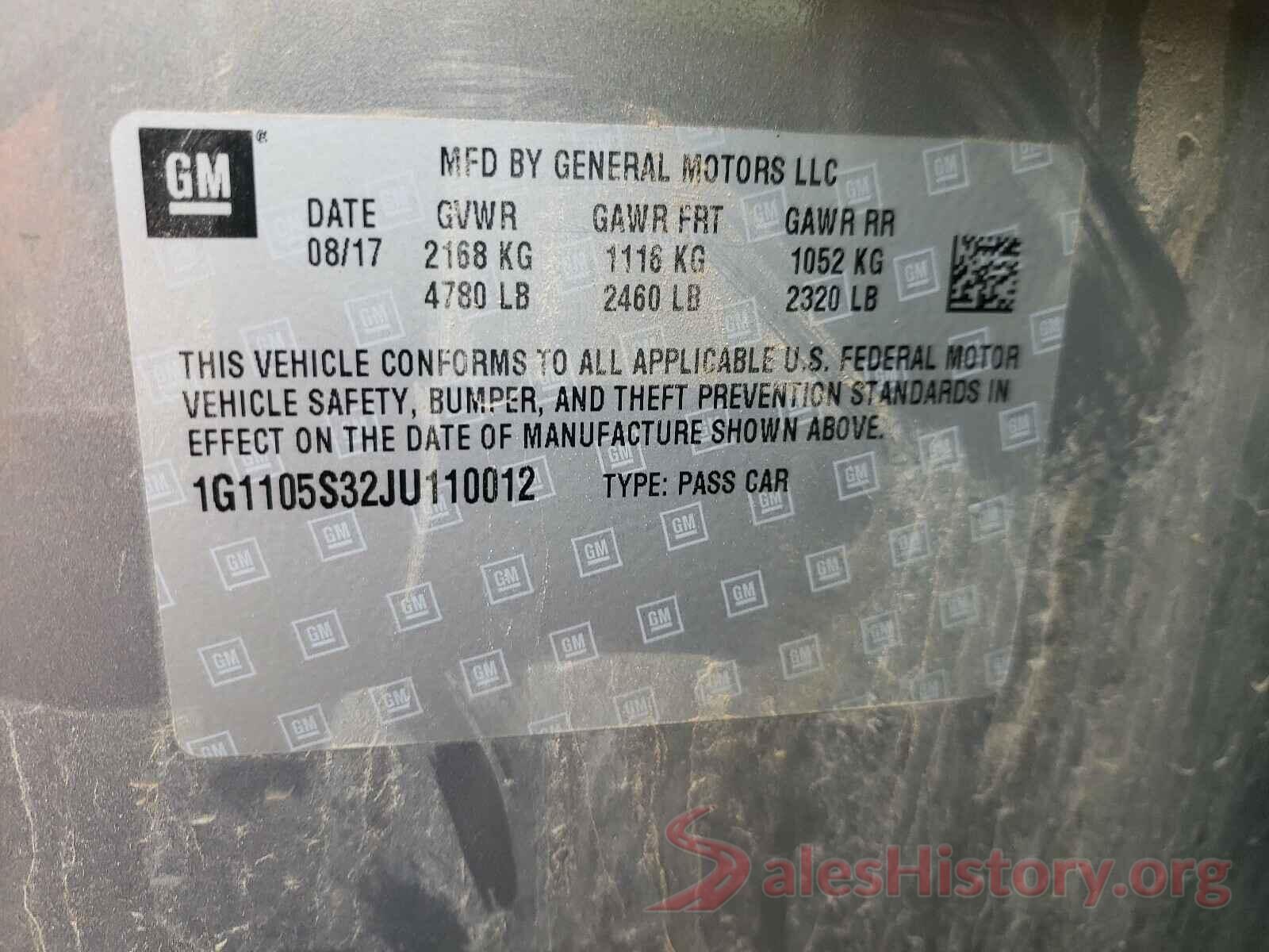 1G1105S32JU110012 2018 CHEVROLET IMPALA