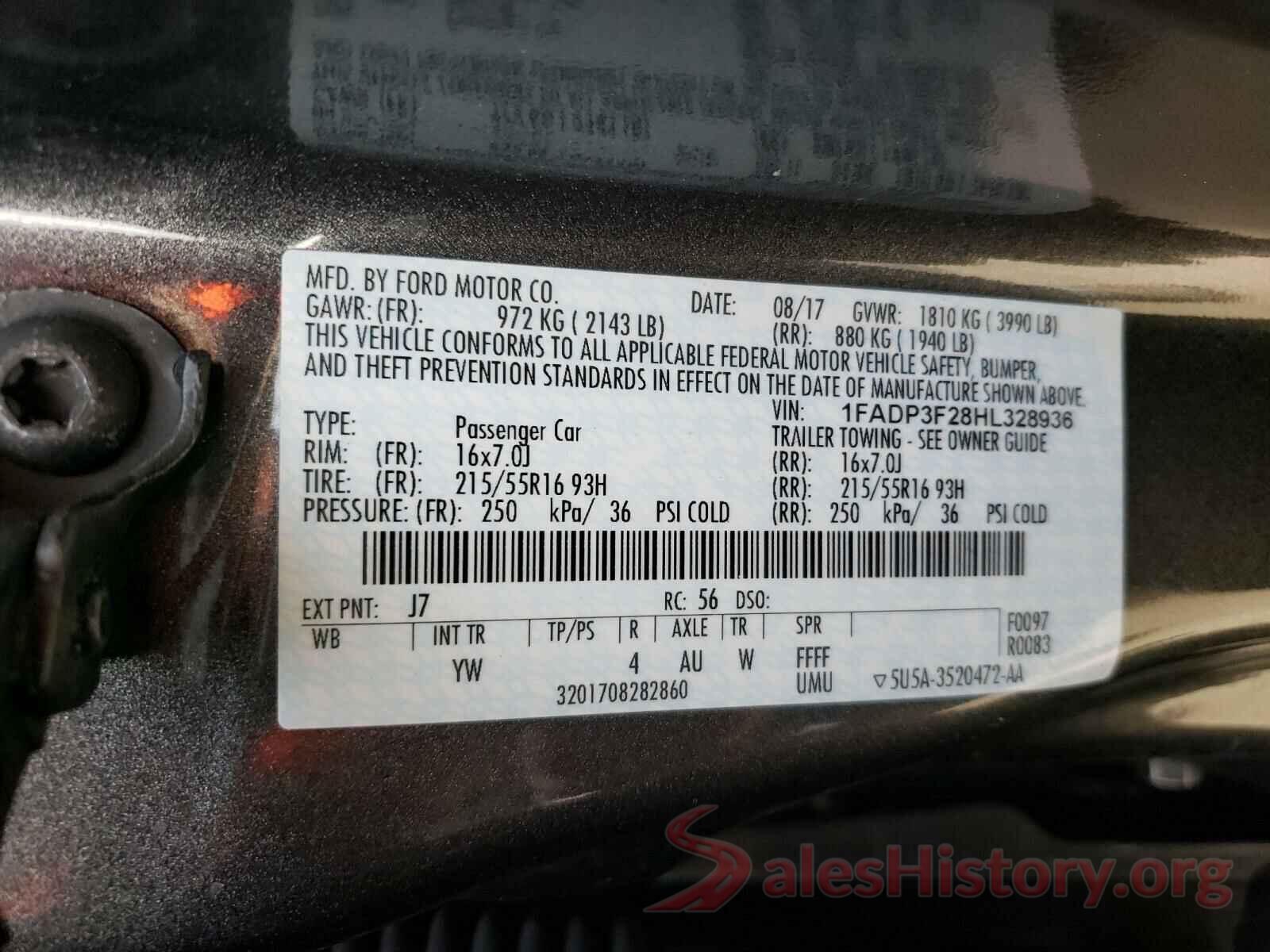 1FADP3F28HL328936 2017 FORD FOCUS