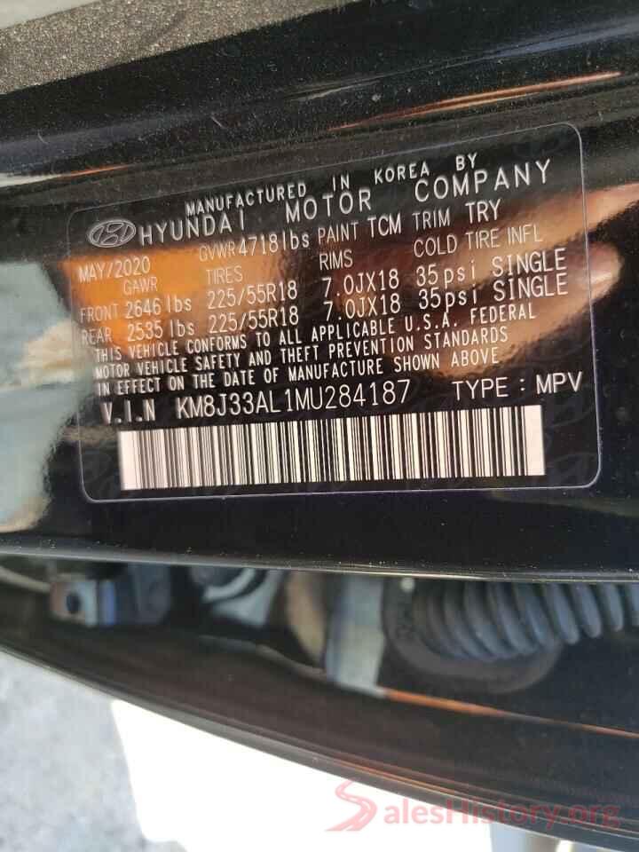 KM8J33AL1MU284187 2021 HYUNDAI TUCSON