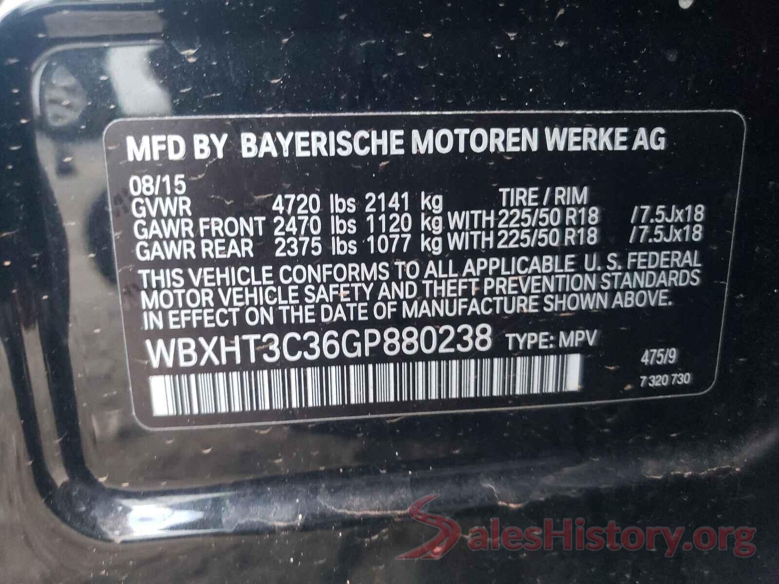 WBXHT3C36GP880238 2016 BMW X1