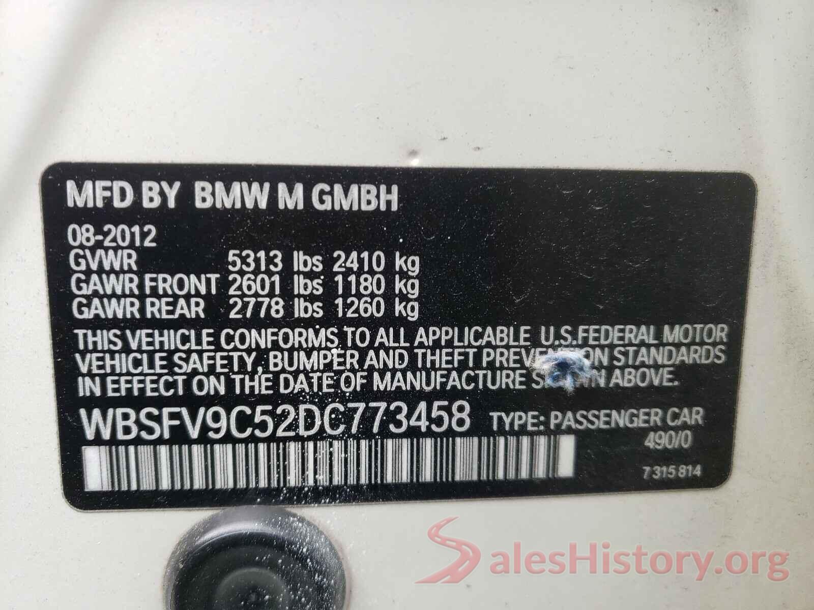 WBSFV9C52DC773458 2013 BMW M5