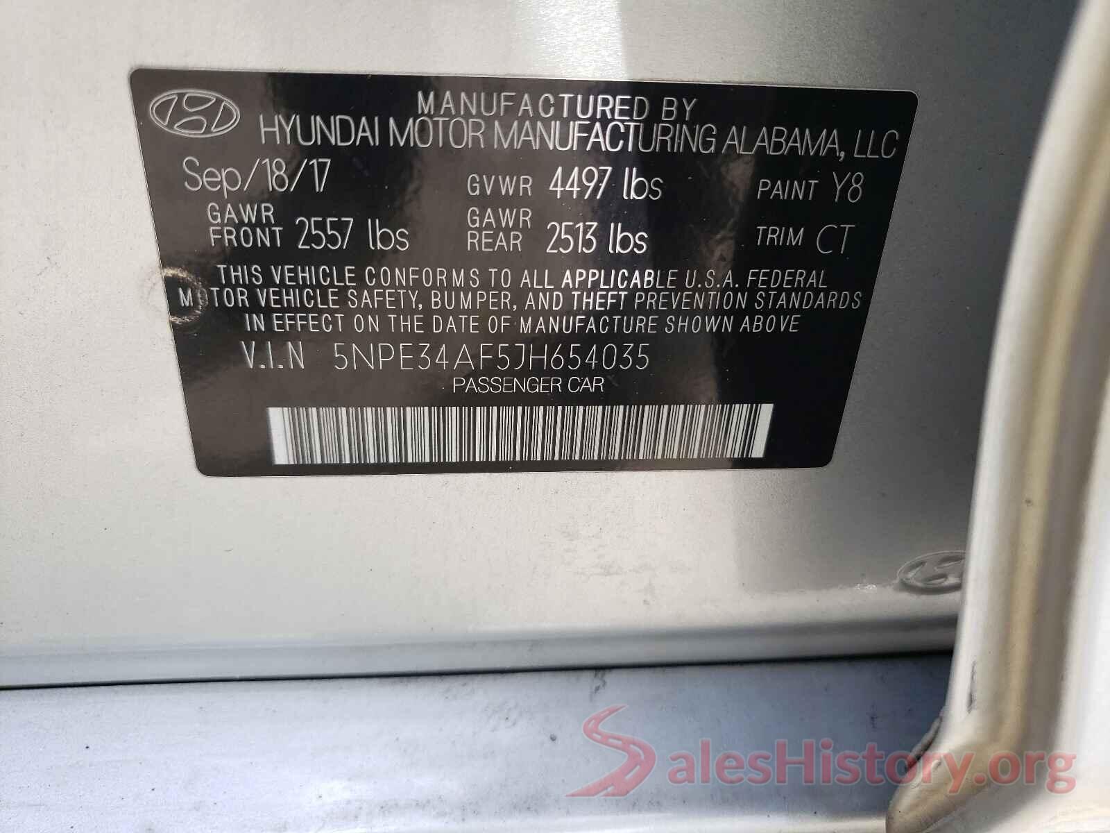 5NPE34AF5JH654035 2018 HYUNDAI SONATA