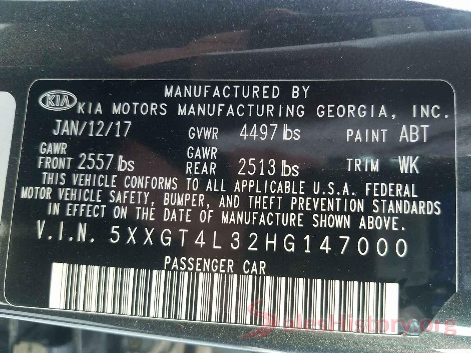 5XXGT4L32HG147000 2017 KIA OPTIMA