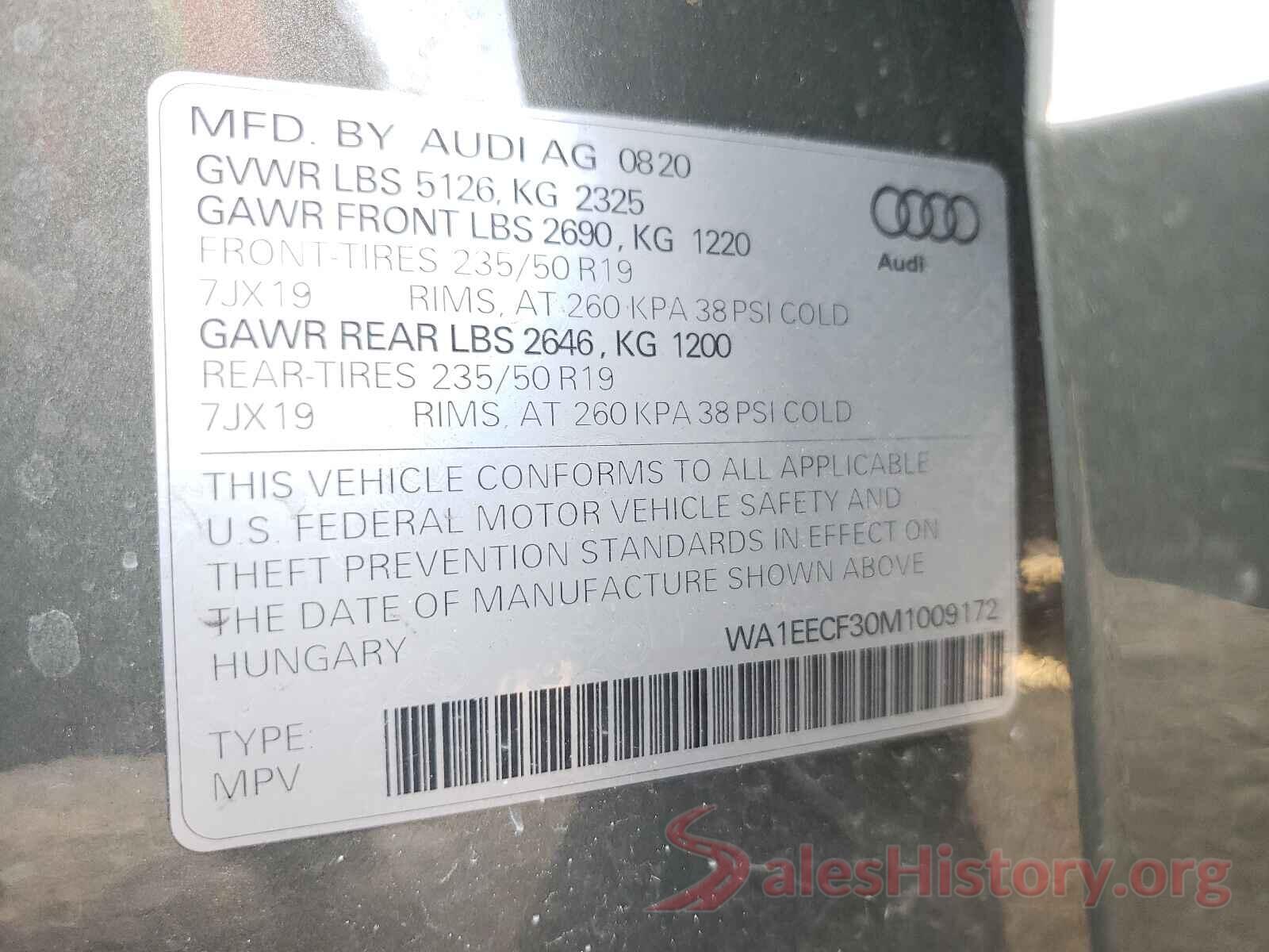 WA1EECF30M1009172 2021 AUDI Q3