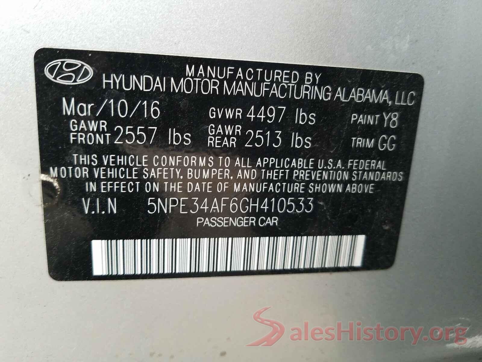 5NPE34AF6GH410533 2016 HYUNDAI SONATA