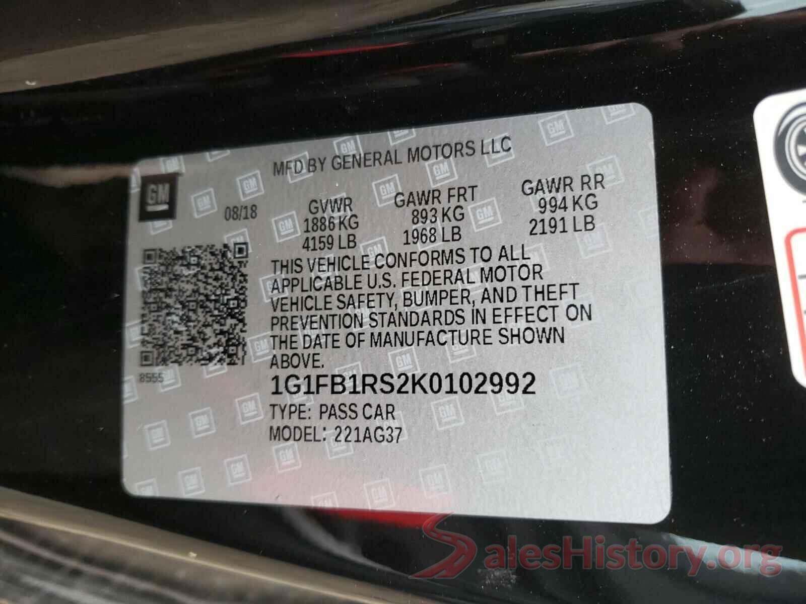 1G1FB1RS2K0102992 2019 CHEVROLET CAMARO