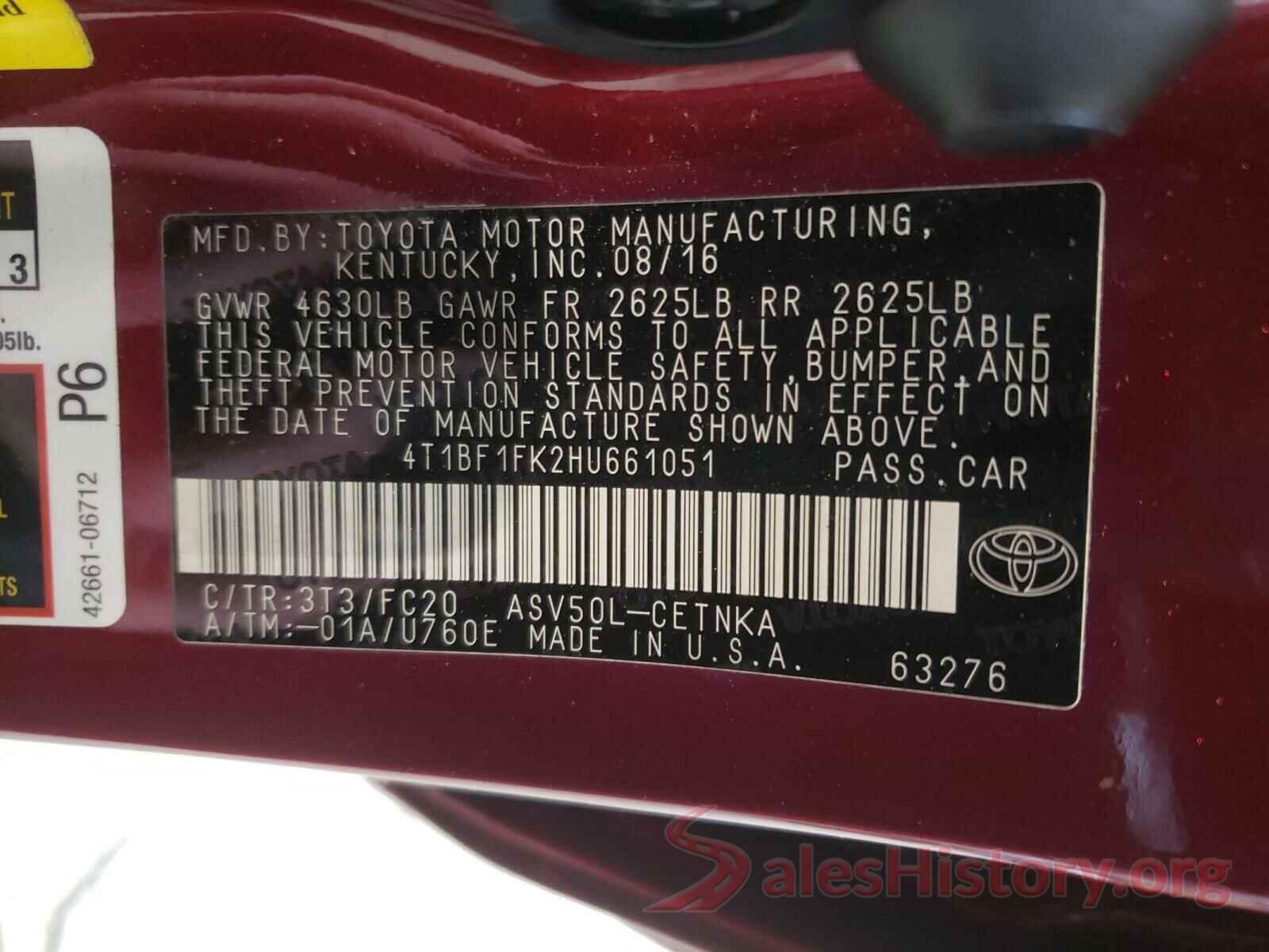 4T1BF1FK2HU661051 2017 TOYOTA CAMRY