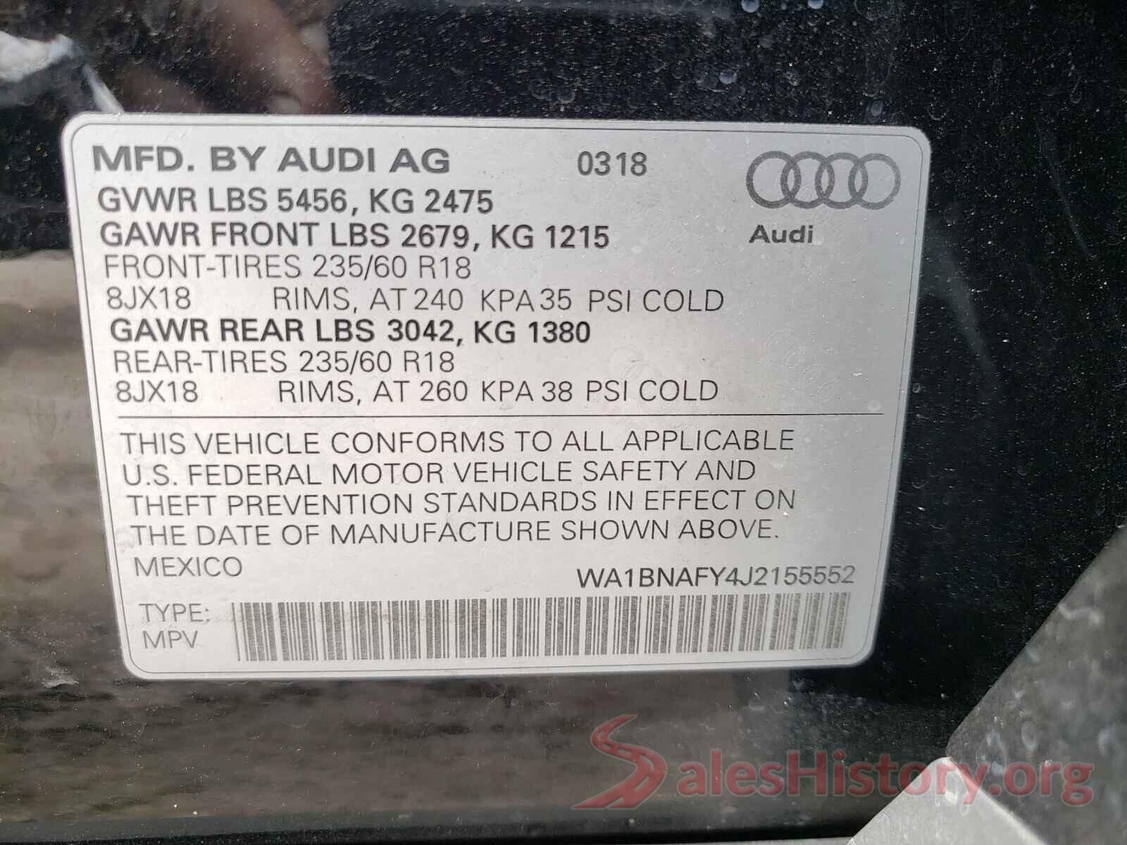 WA1BNAFY4J2155552 2018 AUDI Q5