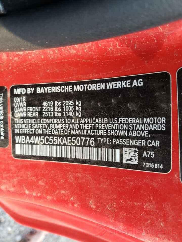 WBA4W5C55KAE50776 2019 BMW 4 SERIES