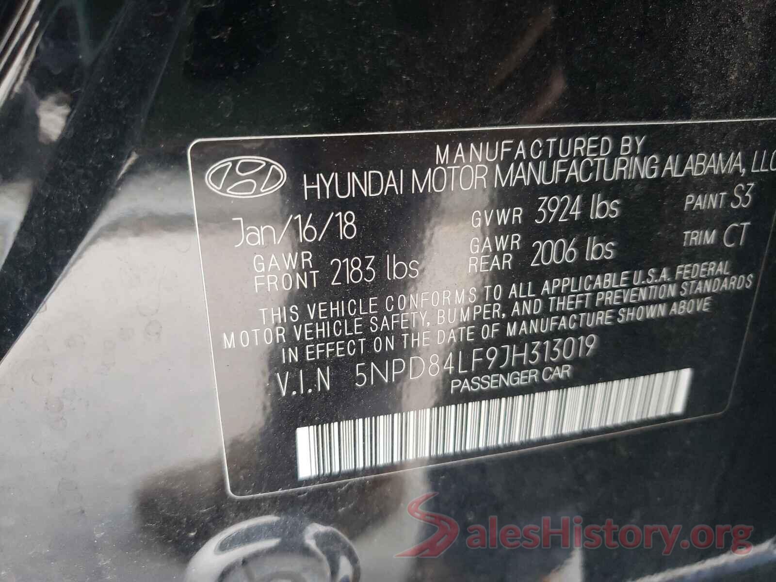 5NPD84LF9JH313019 2018 HYUNDAI ELANTRA