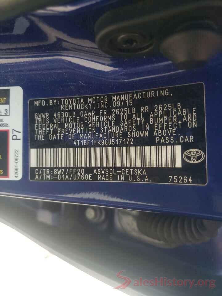 4T1BF1FK9GU517172 2016 TOYOTA CAMRY