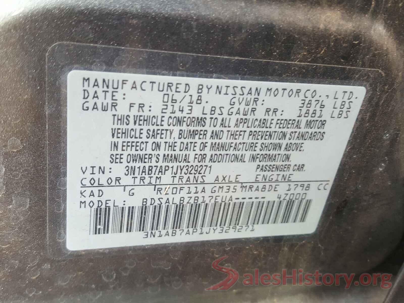 3N1AB7AP1JY329271 2018 NISSAN SENTRA