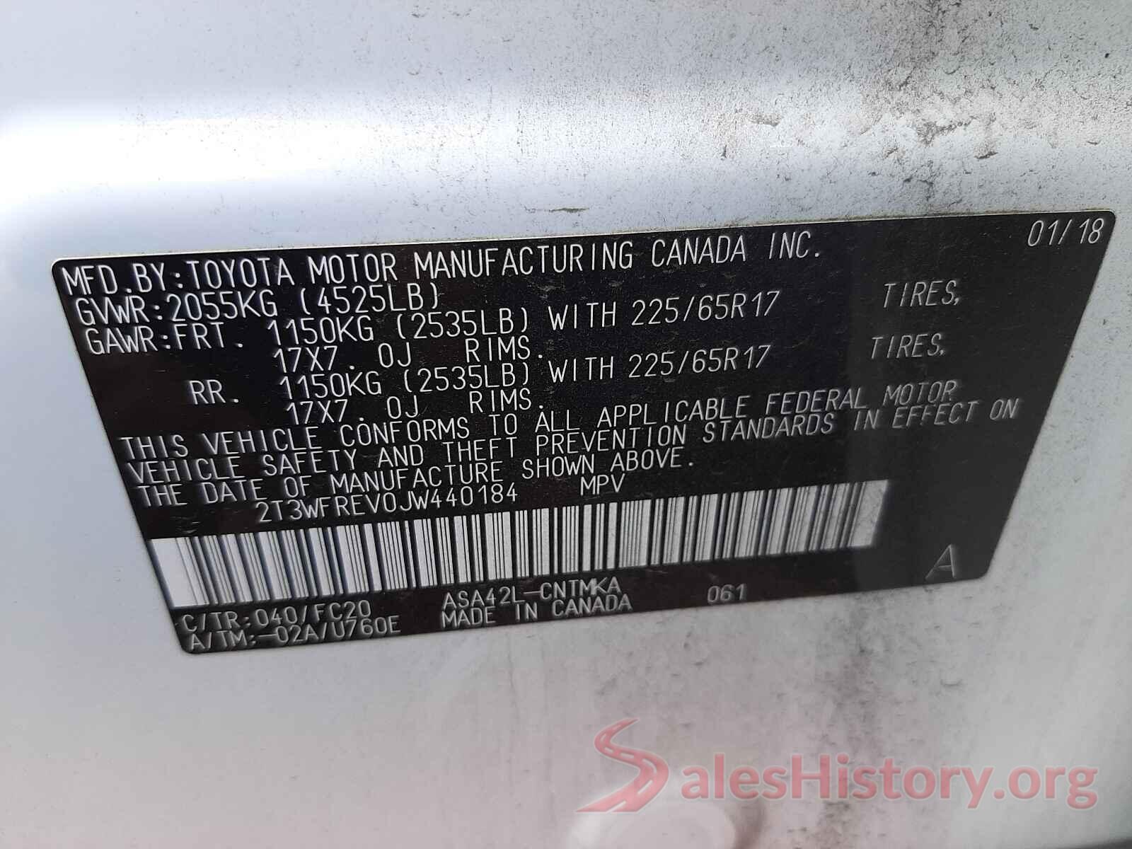 2T3WFREV0JW440184 2018 TOYOTA RAV4