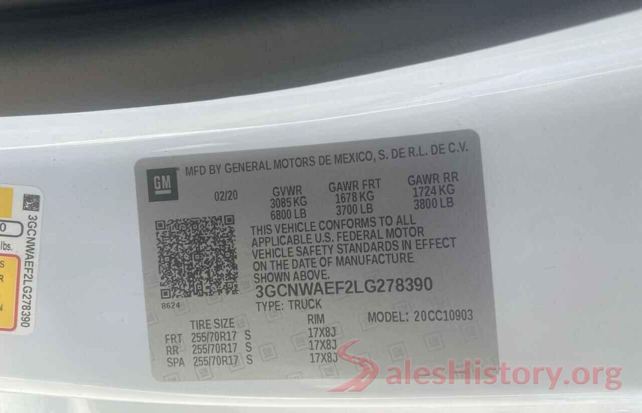 3GCNWAEF2LG278390 2020 CHEVROLET SILVERADO