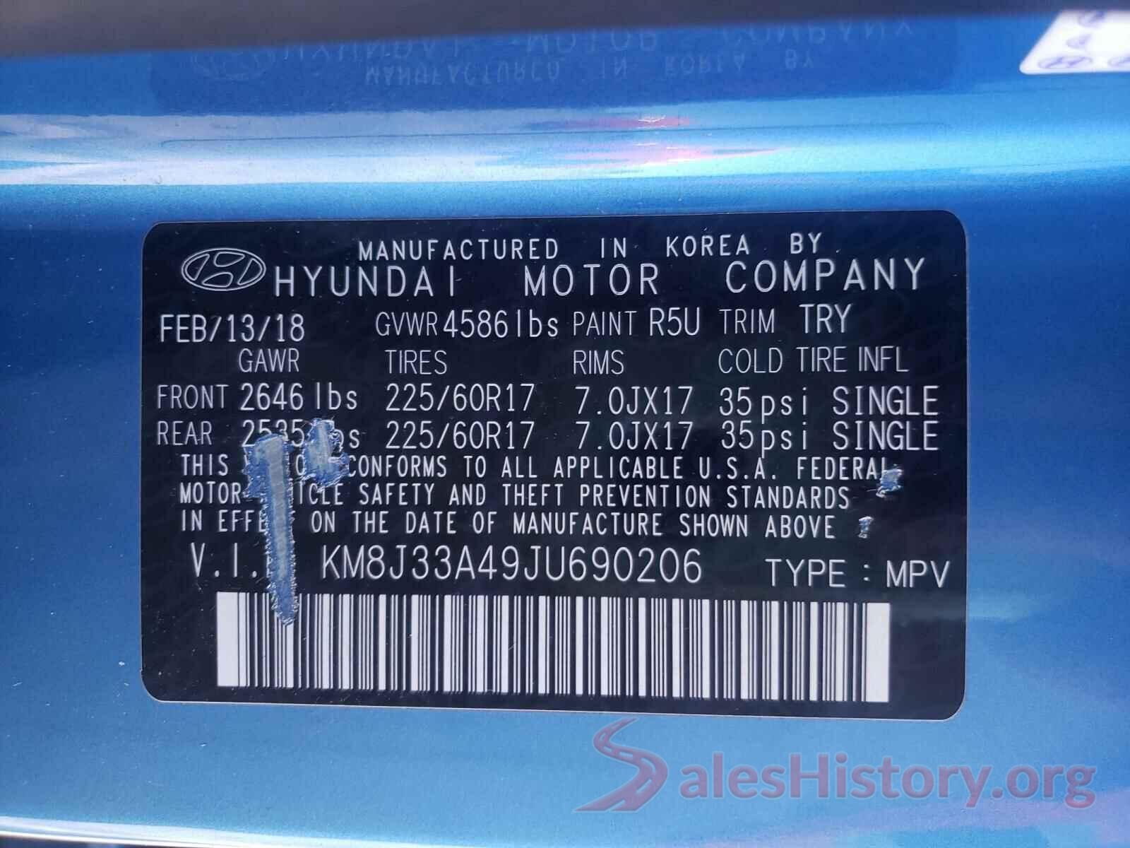 KM8J33A49JU690206 2018 HYUNDAI TUCSON