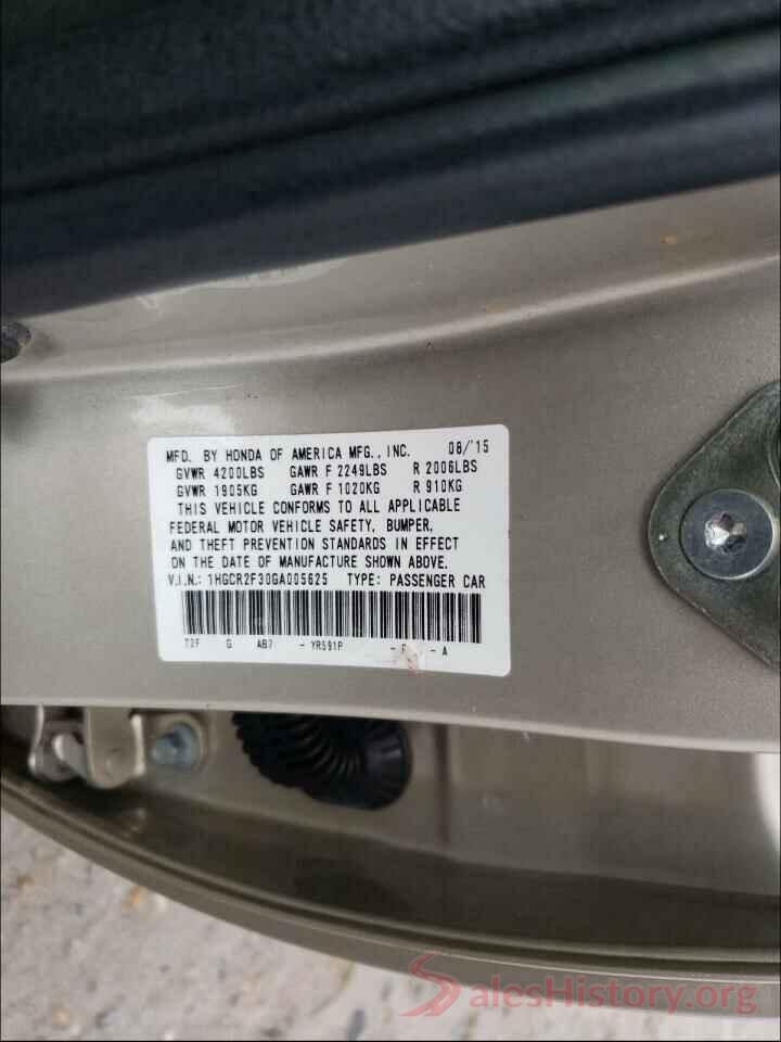 1HGCR2F30GA005625 2016 HONDA ACCORD