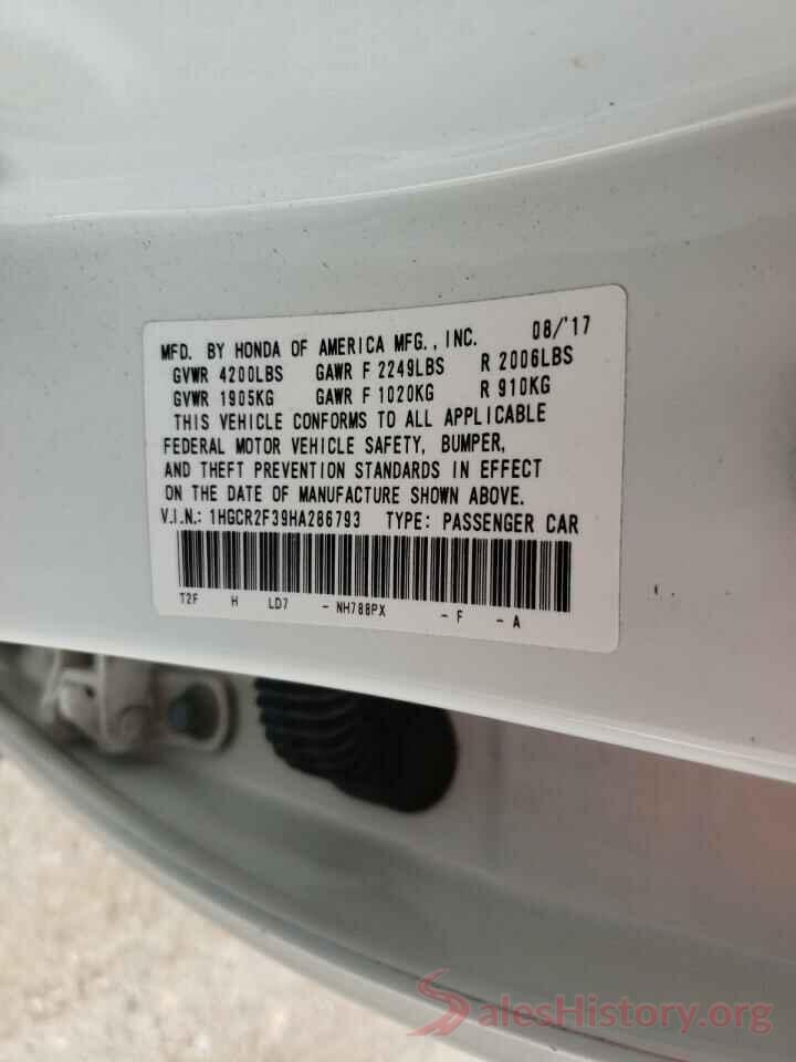 1HGCR2F39HA286793 2017 HONDA ACCORD